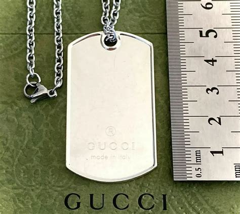 gucci silver dog tag pendant 60cm|gucci dog collar and leash.